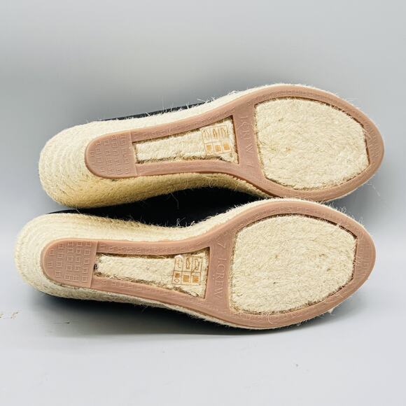 J Crew Shoes Womens 7 Black Espadrille Wedge Slip On Canvas Platform Summer NEW - Picture 9 of 11